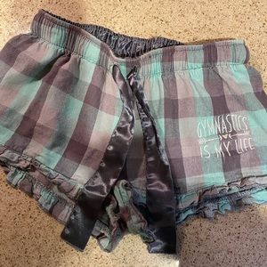 Girls pajama shorts in cute gray/mint plaid